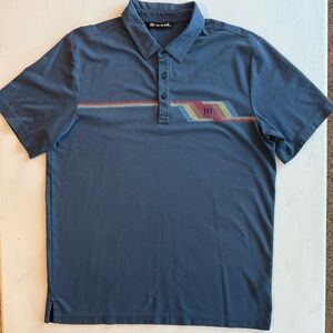 Travis Matthew Large Men's Heather Blue Polo Golf Shirt with Logo Performance